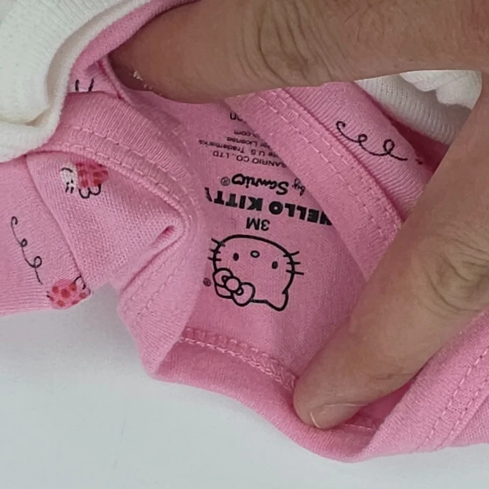 Lot of 5 Girl Body Suit Size 3M White Pink 100% Cotton Carter Hello Kitty